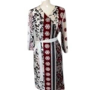 LuLaRoe Burgundy and Cream Patterned Dress